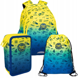 CoolPack viackomorový školský batoh Odtiene modrej, Odtiene žltej a zlatej 21 l + 2 ďalšie produkty